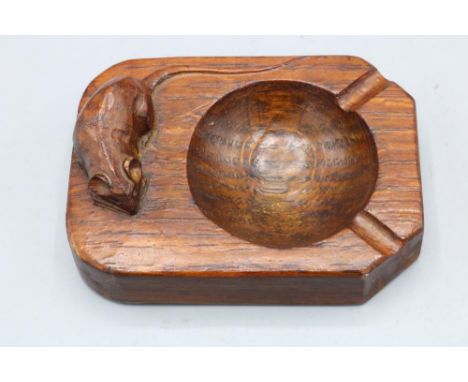 Robert Mouseman Thompson of Kilburn - a canted rectangular astray, carved with signature mouse, W7.5cm D10cm