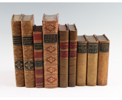 A collection of 19th Century leather bound books to include titles; Statesmen of George III, British Portrait Gallery, Memoir