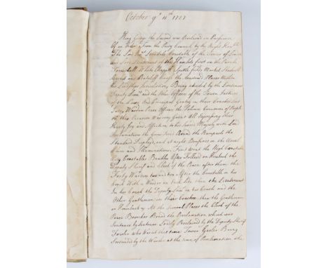 An 18th Century hand written manuscript relating to Col Adam Williamson, with written history together with copies of corresp