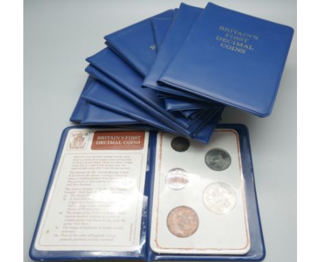 Fifteen Britain's first decimal coin sets 