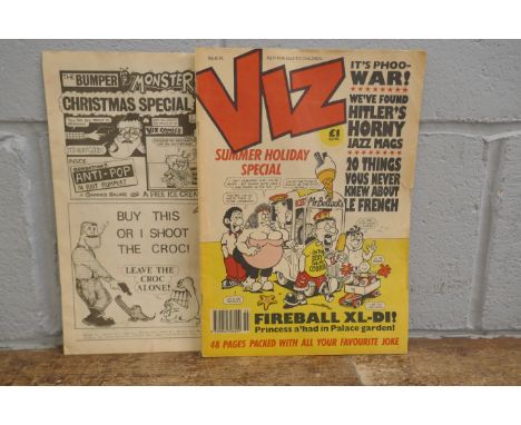 A copy (reprint) of the first Viz comic, The Bumper Monster Christmas Special and issue no. 55 