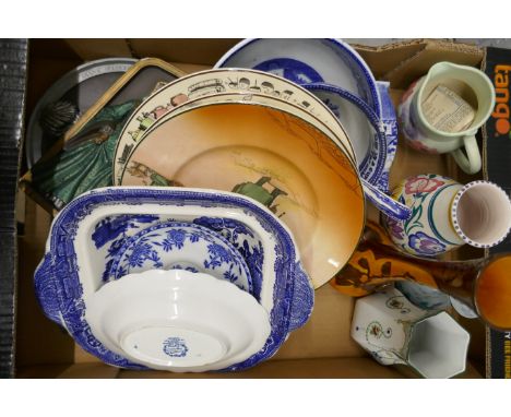 A collection of mixed china including Delft, Bretby and Poole, Wedgwood, Royal Doulton Series ware plates, etc. **PLEASE NOTE