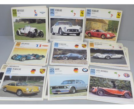 A set of Italian automobile information cards, 1970s 