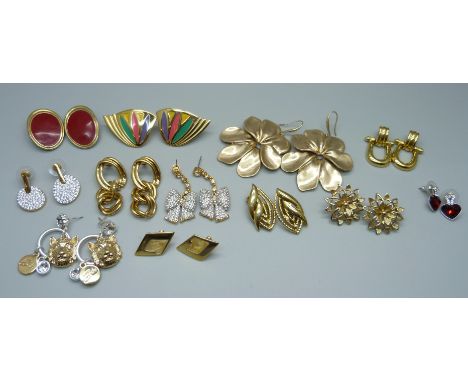 Designer costume earrings including Trifari, Napier, Monet, Bibi, etc. 