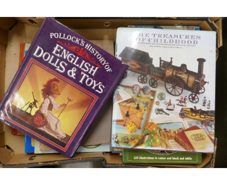 Twenty books on toys, one Sotheby's catalogue and seven other catalogues, including The World of Antique Toys by Jeffrey S. L