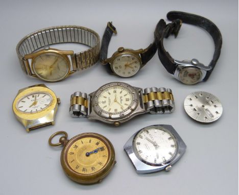 A collection of watches including a Timex Hopalong Cassidy wristwatch 