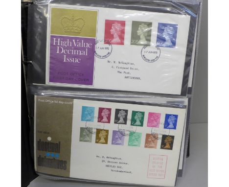 Stamps; GB definitive presentation packs and first day covers in album 