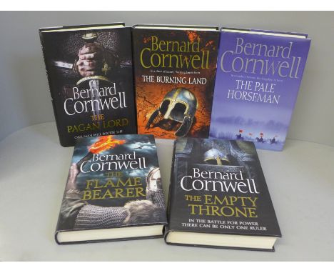 Five hardback first edition novels by Bernard Cornwell from the Lost Kingdom Series; The Pale Horseman, 2005, The Burning Lan