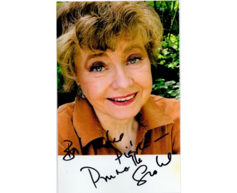 Prunella Scales signed 6x4 inch colour photo. Good condition. All autographs come with a Certificate of Authenticity. We comb