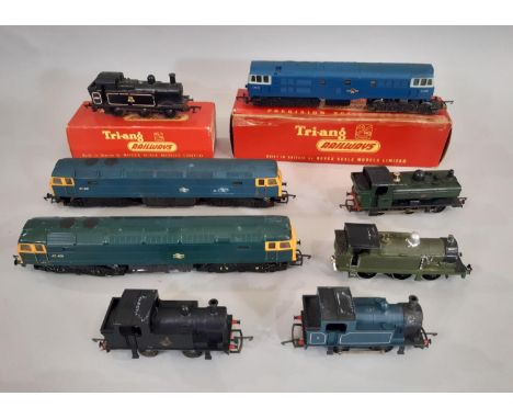 Eight 00 gauge locomotives including 2 x Hornby Intercity diesel, boxed Triang diesel R357, 0-6-0 tank engines in green by Ho