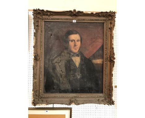 Miss F. Gray (British School, 19th century) - Half Portrait of a Gentleman, oil on canvas, unsigned, artist's name inscribed 