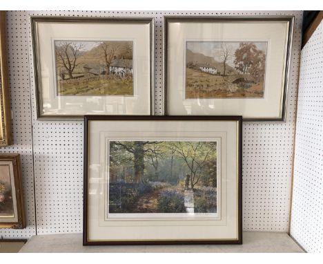 Three framed works to include: R. Martin Tomlinson (b.1945) - Two watercolour and bodycolour paintings on paper: 'Blea Tarn F