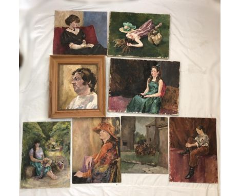 Collection of nineteen oil studies possibly all by the same artist - David Rees Jones (20th/21st century) - including portrai