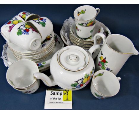 A collection of Royal Doulton Minerva tea wares comprising six cups, saucers, side plates, milk jug and sugar bowl together w