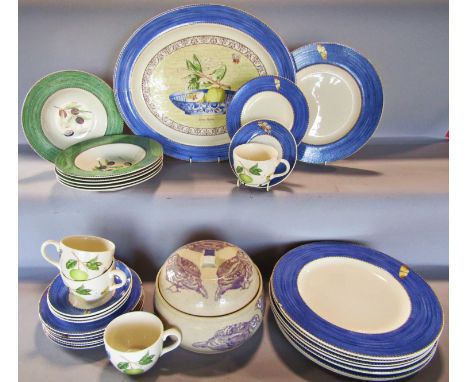 A quantity of Wedgwood Sarah’s Garden tableware, an oval platter, six shallow bowls, nine dinner plate , seven side plates,  