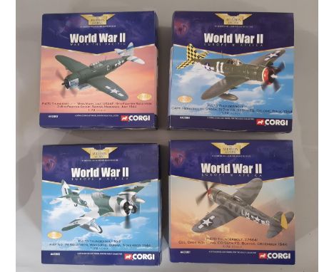 4 boxed Corgi aircraft models from the Aviation Archive World War II series, all P-47D Thunderbolt models with box detailing 