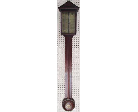 A Georgian style stick barometer by Colin Campbell, Milltimber 1944, the dial angling related 