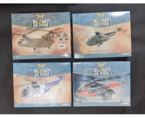 4 boxed model helicopters from Corgi Aviation Archive 'Military Air Power' series including Sikorsky SH-3A Sea King AA33405, 