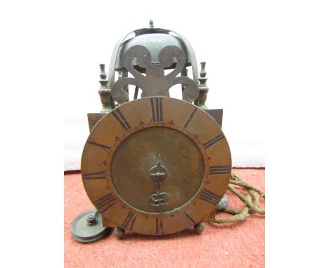 Antique lantern clock, with hook and spike fitting 