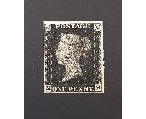 GB 1840 1d Black (MH) UM, four close to good margins, clean and fresh item 