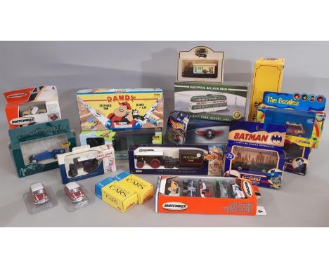 A mixed collection of boxed model vehicles including the following by Corgi; The Beatles mini with apple logo on roof, Dandy/