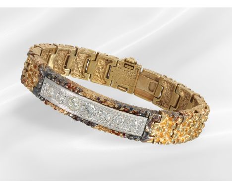 Armband: Unikates Goldschmiedearmband mit wertvollem Brillantbesatz, geschätzter Anfertigungspreis ca. 60.000,-DM: Ca. 19cm l