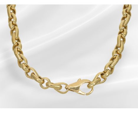 Kette: ausgefallene, hochwertige, massive vintage Goldkette mit großem Karabiner: Ca. 45cm lang, ca. 9,5mm stark, ca. 55g, 18