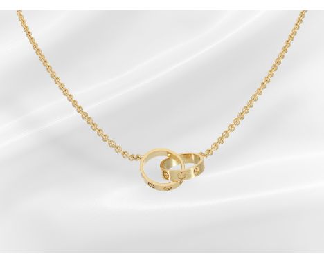 Kette/Collier: hochfeiner Designerschmuck aus dem Hause Cartier, Modell "Love": Ca. 48,5cm lang, ca. 7,2g, 18K Gold, im Mitte