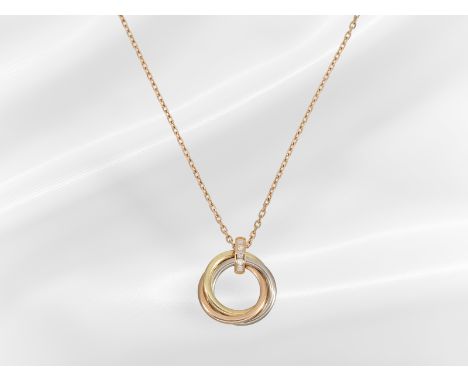 Collier: hochfeiner Brillant-Designerschmuck von Cartier, 18K Gold, Tricolor: Ca. 51,5cm lang, ca. 9,8g, 18K Gold, feine Anke