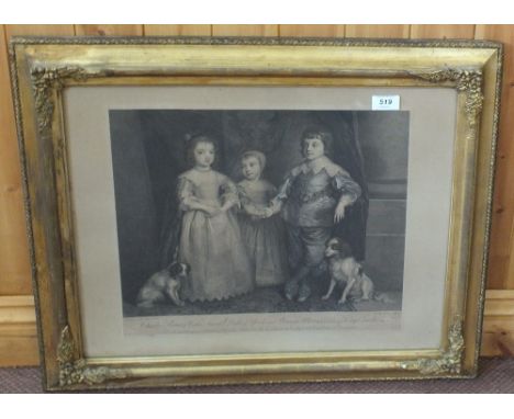Antonius Vandyke Eques, print of Kings Charles I's children, 14" x 16"