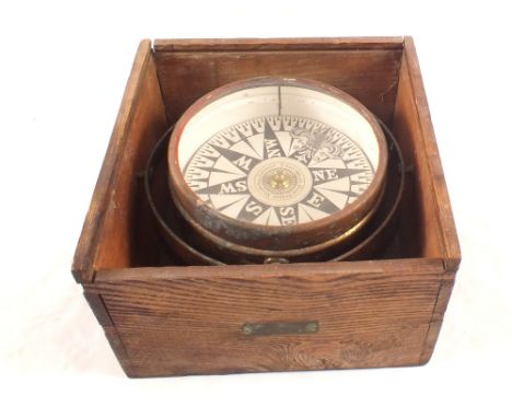 An Oak cased marine compass by T.Squire, Shadwell, London
