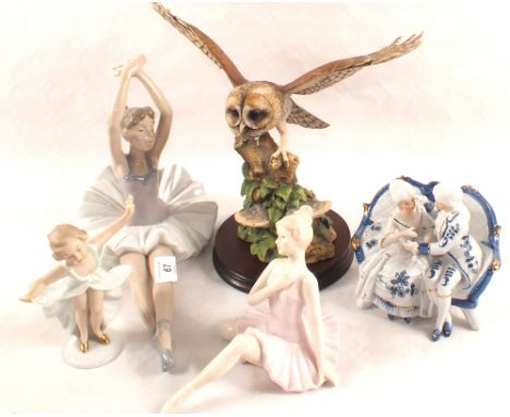 A Nao ballerina, Border Fine Arts eagle and other figurines