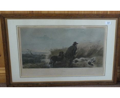 A 19th Century R.Marshall print of a duck plus a Meissonier print on silk of a horse and groom