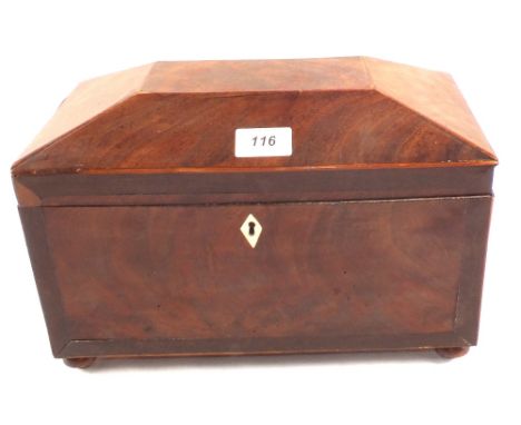 A 19th Century Mahogany three compartment tea caddy