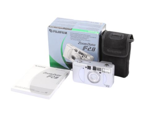 A Fujifilm Zoom Date f2.8 35mm Compact camera. With a Fujinon Zoom 24-50mm f2.8 Super EBC lens, makers box, pouch, instructio