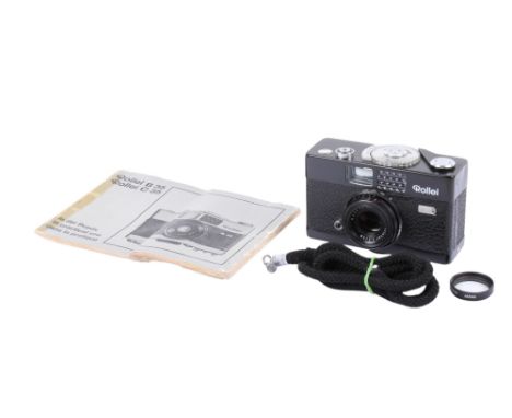 A Rollei Singapore B35 35mm compact viewfinder camera. Black. With a Rollei 40mm f3.5 Triotar lens, instruction manual and st
