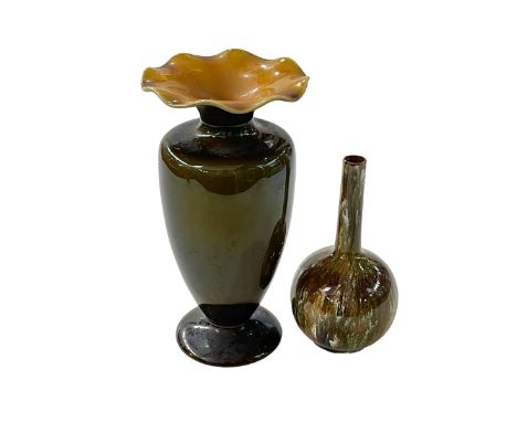 Linthorpe pottery vase, shape number 1767, 21cm, and small Linthorpe vase 1314 (2).