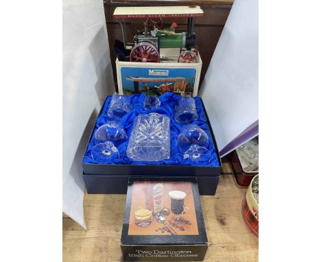 Mamod Traction Engine, boxed Bohemia glass, etc.