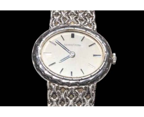 Jaeger-LleCoultre 18 carat white gold bracelet watch, model number 19051, with guarantee dated 4/07/1975, boxed.