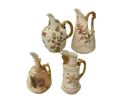 Four Royal Worcester blush ware jugs.