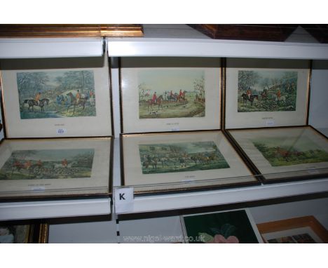 A set of Hunting Prints including 'Going to the Meet', 'Cover Side' etc