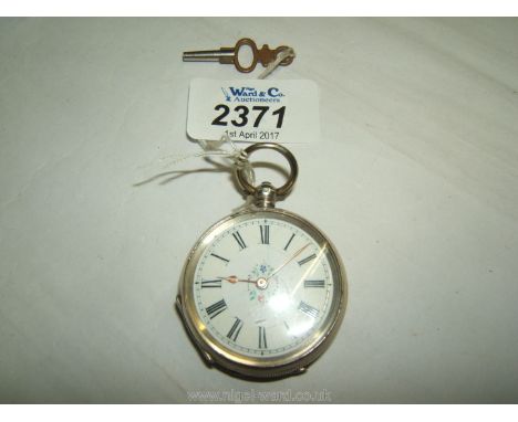 A 800 Silver Victorian Ladies Fob Watch with a Swiss cylinder movement date 1870, g.w.o.
