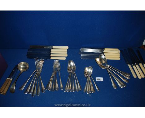 Six tea Knives and a set of silver plated Cutlery comprising six place setting, etc