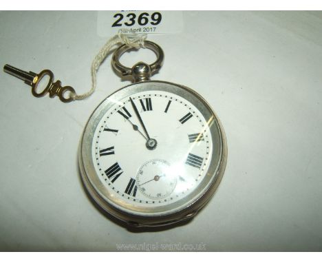 A 935 Silver Pocket Watch by D.F. & Co. it has a patent straight line lever Swiss movement. Date 1890, g.w.o.
