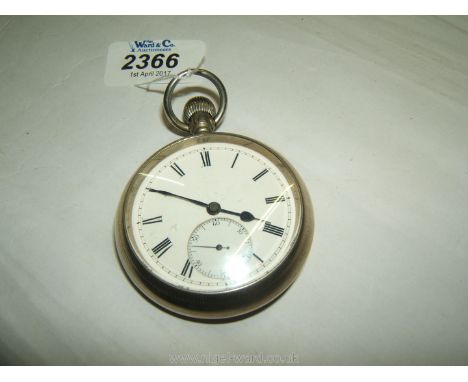 A Silver Nickel screw front and back Trainguard's/porter's Watch, 15 jeweled Swiss lever movement dated around 1920, g.w.o.