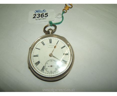 A Silver cased English Lever Pocket Watch. Chester hallmark 1898 by F. Hammond, Builth Wells with key, g.w.o
