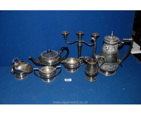 A quantity of silver plated items including a four piece Teaset