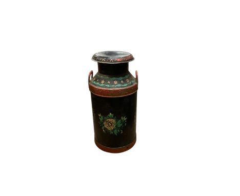 Twin handled milk churn, hand painted with floral decorated, H70cm 
