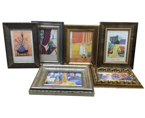 After David Hockney (British 1937-): collection of small framed prints, exhibition posters etc, largest overall 38cm x 50cm (