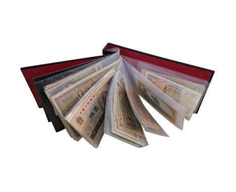 Banknotes and postal interest, including United Kingdom of Libya ten piastres, Bahrain Currency Board one hundred fils, Centr